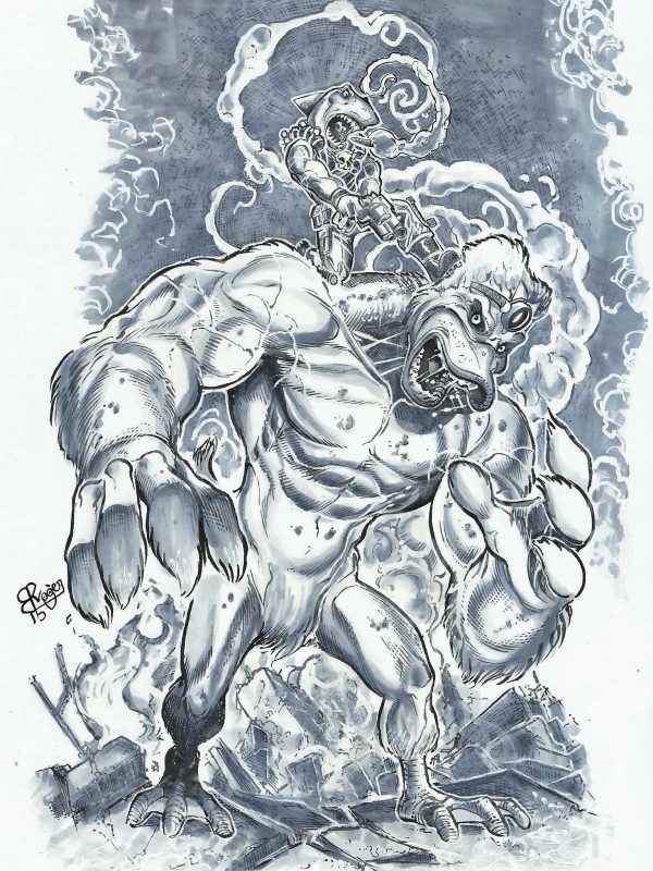 Acción ochentera - Dibujo original - Roger