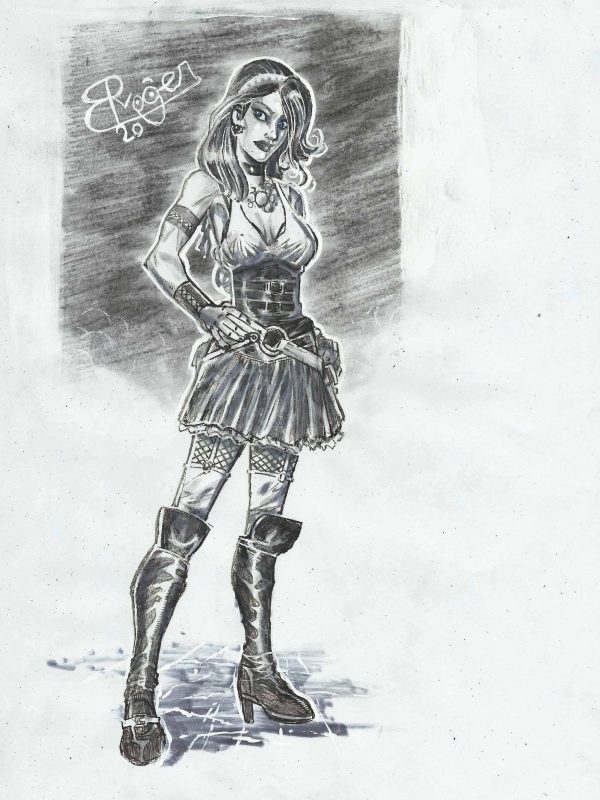 Colegiala - 2 dibujos originales - Roger