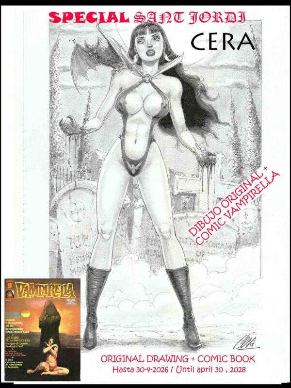Especial Sant Jordi 2026 Dibujo original: Vampirella + cómic - Cera