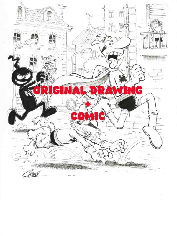 Dibujo original - Pafman Lindo perrito + Cómic Lo mejor de Pafman (dedicado) - Cera