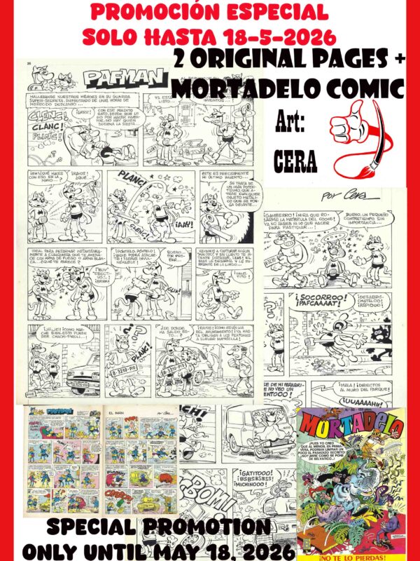 Especial Barcelona Cómic 44 / Special price: Pafman: El imán - 2 Páginas originales + Revista Mortadelo nº 80 - Cera