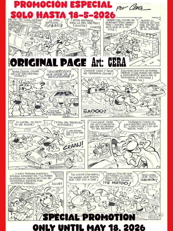 Especial Barcelona Cómic 44 / Special price: Página original Pafman / secuestro  + Dedicatoria original - Cera