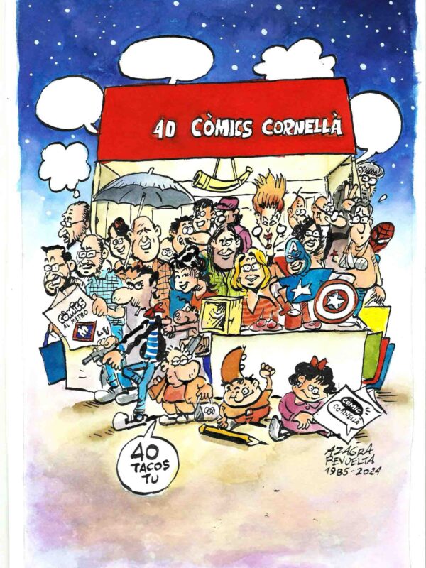 Azagra - Origin of Comics - cartel 40 años cómic Cornellá