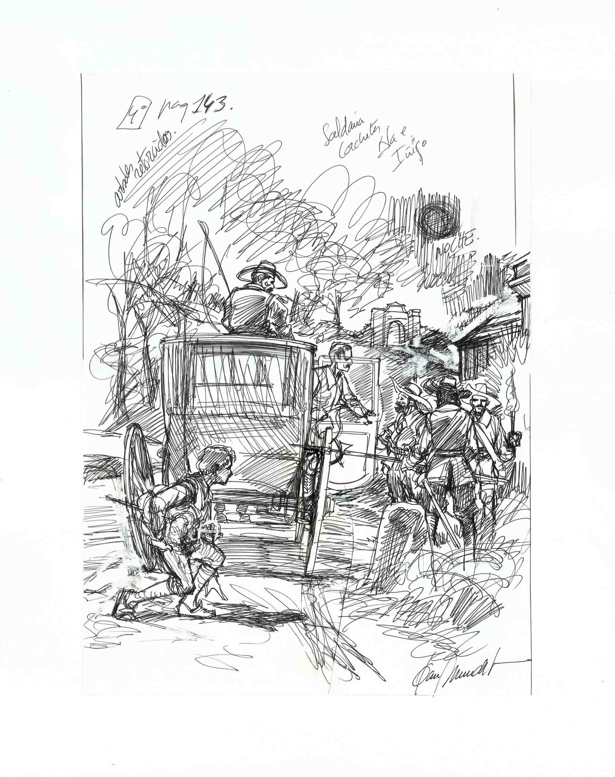 Mundet - Origin of Comics - Capitán Alatriste - Boceto Limpieza de sangre